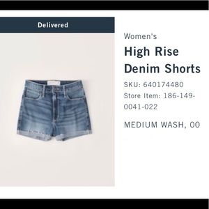 Abercrombie & Fitch High Rise Denim Shorts